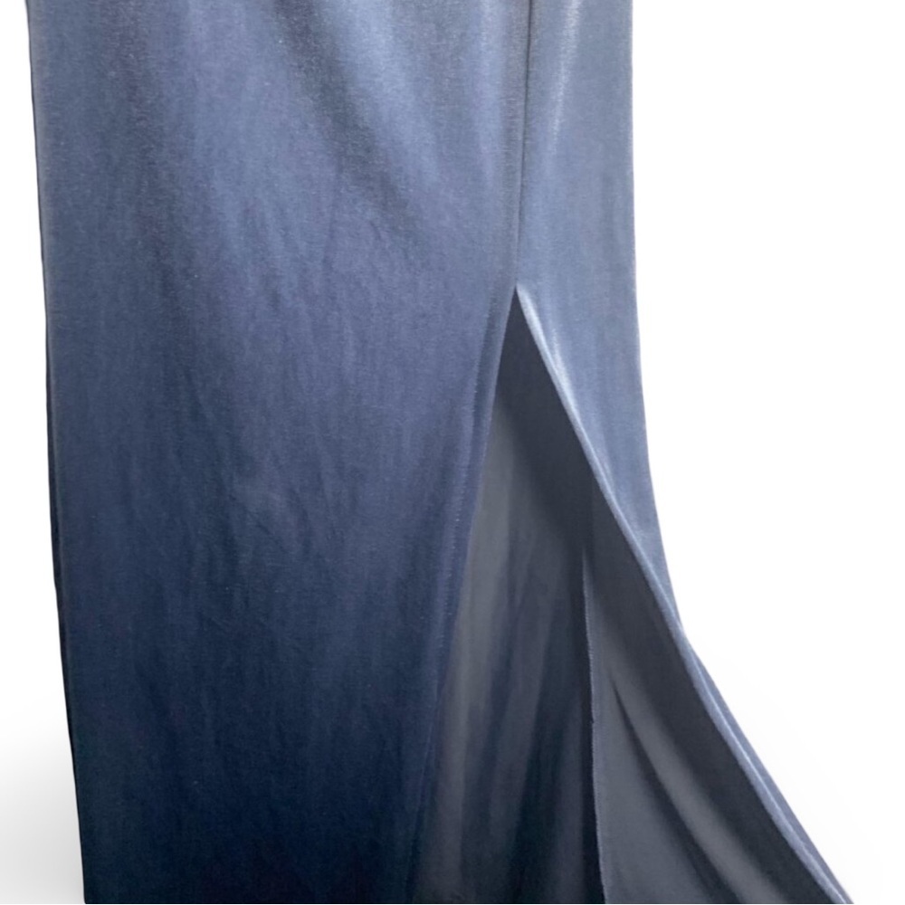 Jenny Yoo Cybill One Shoulder Gown | Chambray Bluestone Velvet | Size 4 - Picture 13 of 16